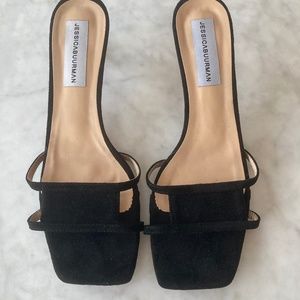 Jessica Buurman Black Kittenheel Slide Sandal